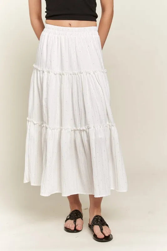 Adora Rhinestone Accent Tiered Skirt.