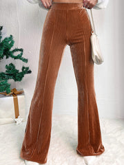 Ribbed high waist bootcut pants, opaque.