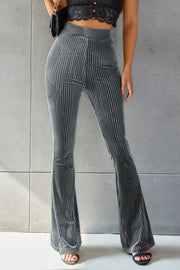 Ribbed high waist flare pants, opaque.