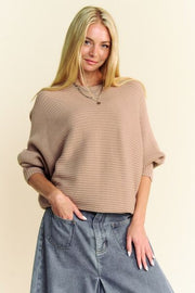 Davi Dani Round Neck Batwing Sleeve Sweater.