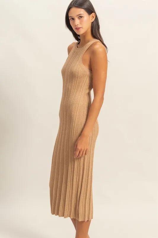 Hyfve Round Neck Bodycon Ribbed Knit Dress.