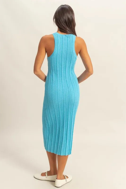 Hyfve Round Neck Bodycon Ribbed Knit Dress.
