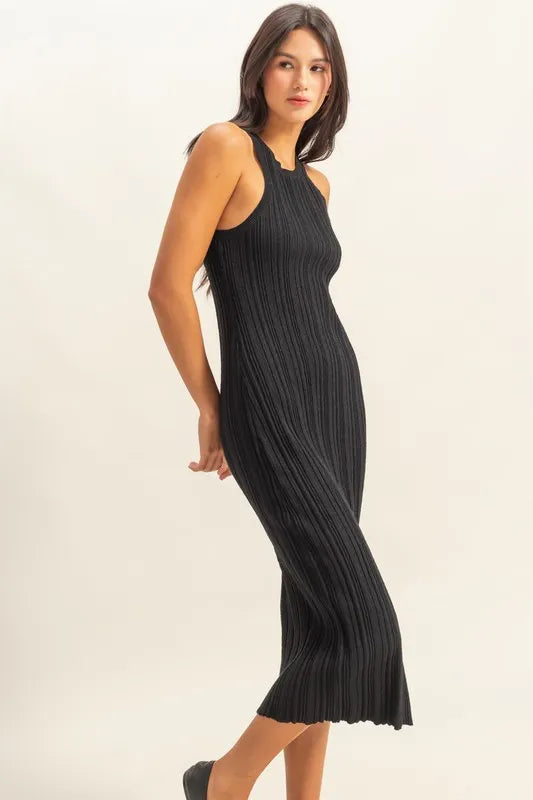 Hyfve Round Neck Bodycon Ribbed Knit Dress.