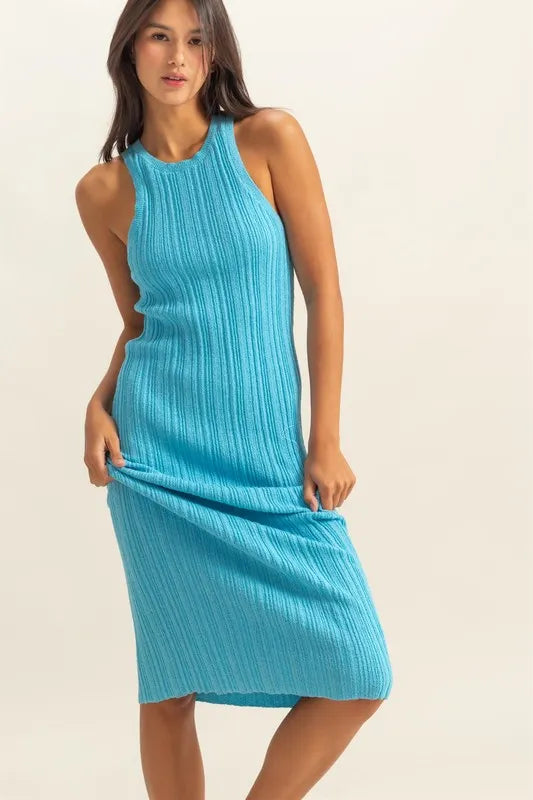 Hyfve Round Neck Bodycon Ribbed Knit Dress.