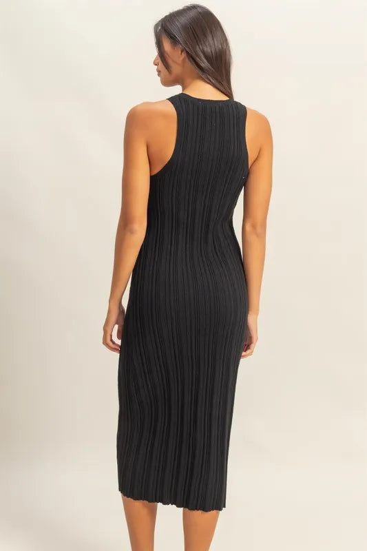 Hyfve Round Neck Bodycon Ribbed Knit Dress.