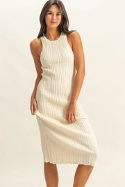 Hyfve Round Neck Bodycon Ribbed Knit Dress.