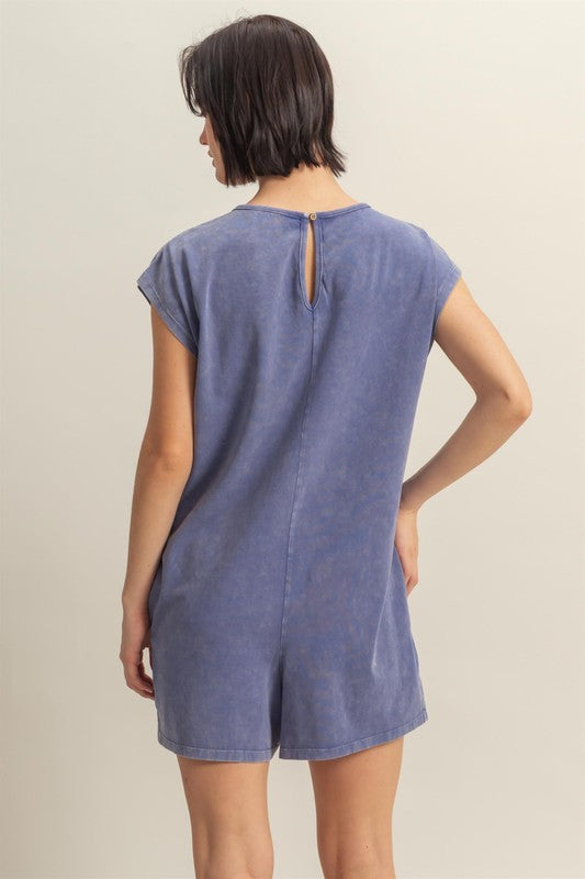 Round Neck Cap Sleeve Relaxed Fit Breezy Romper
