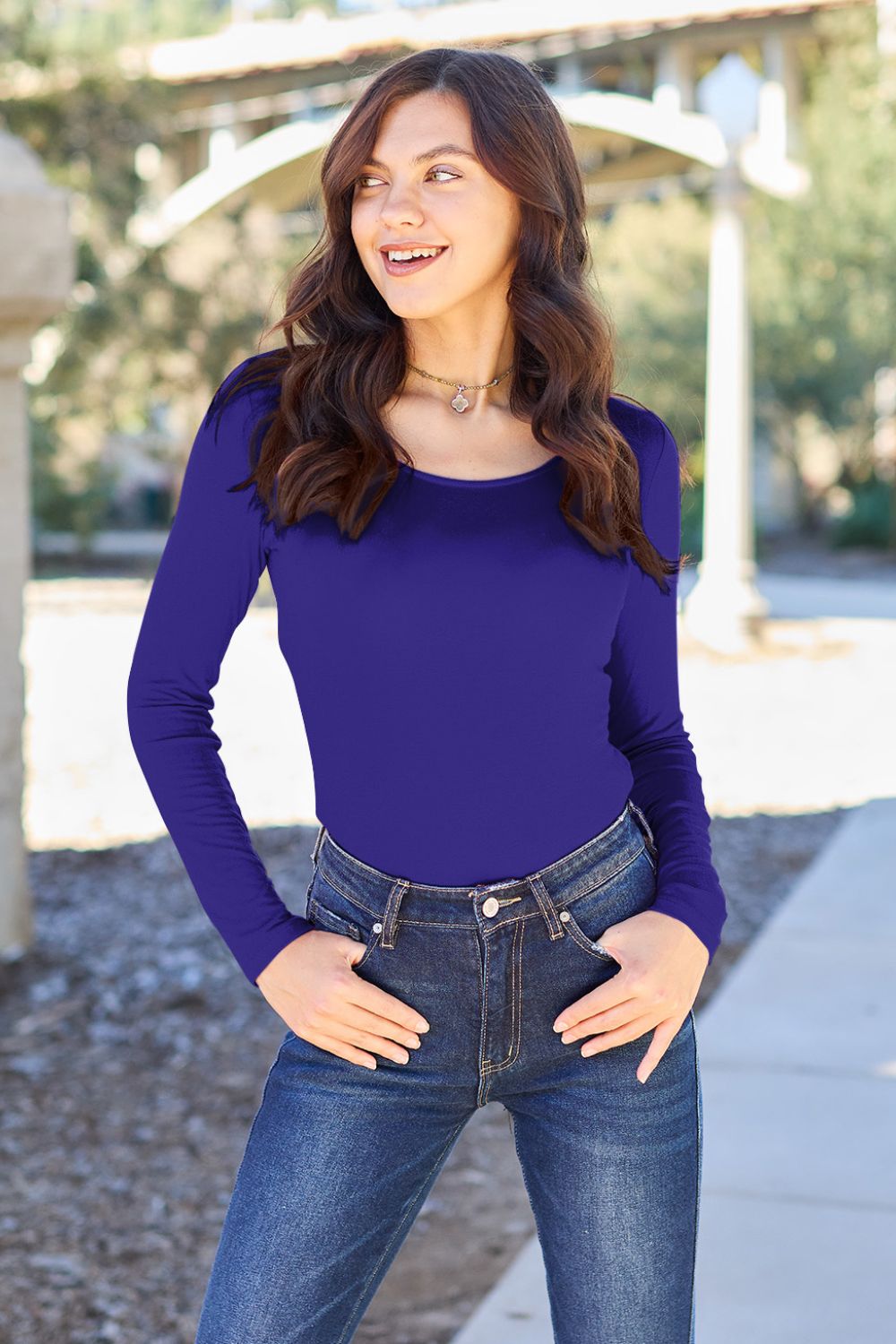 Basic Bae Full Size Round Neck Long Sleeve Bodysuit.