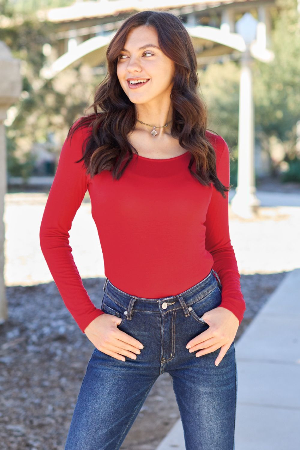 Basic Bae Full Size Round Neck Long Sleeve Bodysuit.