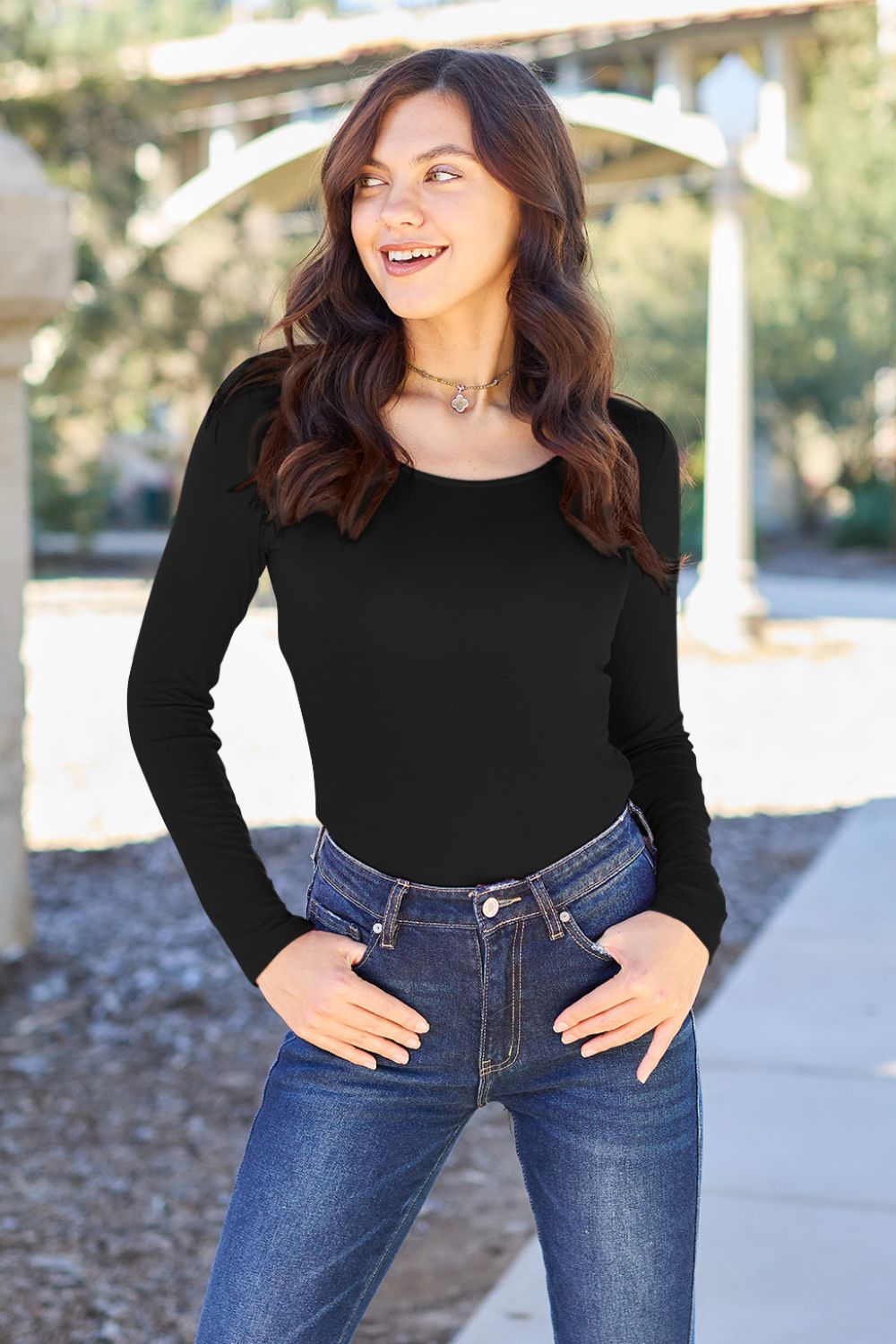 Basic Bae Full Size Round Neck Long Sleeve Bodysuit.