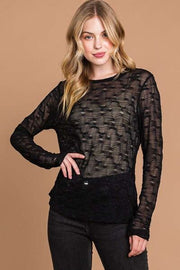 Culture Code Full Size Round Neck Mesh Perspective Top.