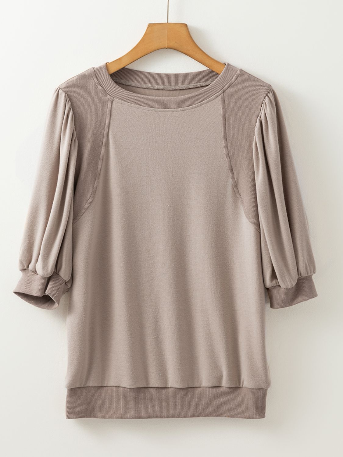 Round Neck Puff Half Sleeve Blouse.