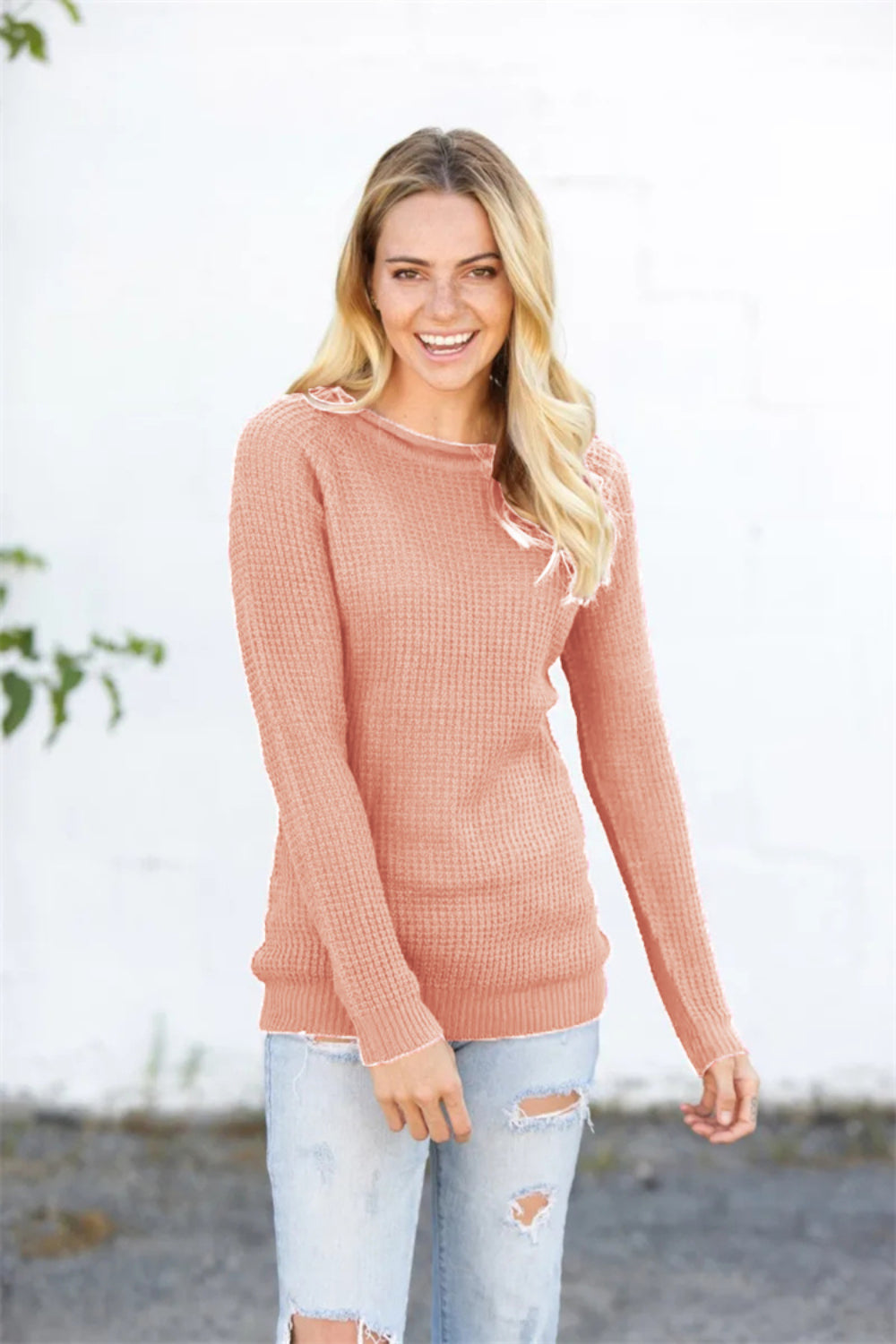 Round Neck Raglan Sleeve Sweater.