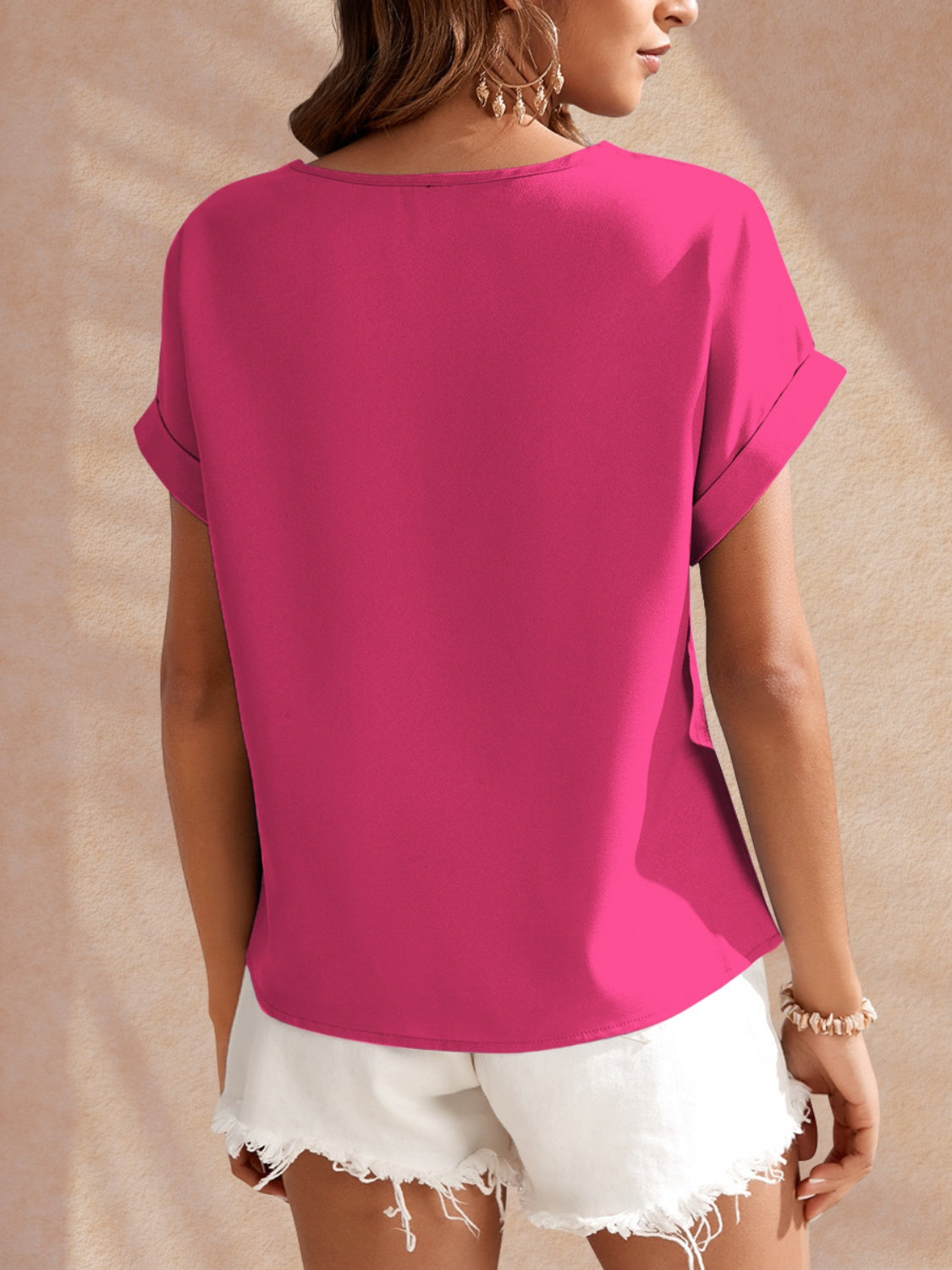 Fam Fam Round Neck Short Sleeve Blouse.