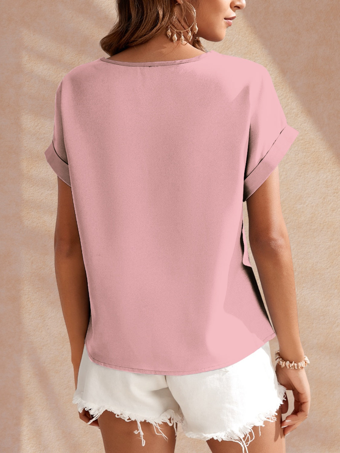Fam Fam Round Neck Short Sleeve Blouse.