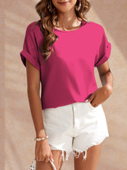 Fam Fam Round Neck Short Sleeve Blouse.