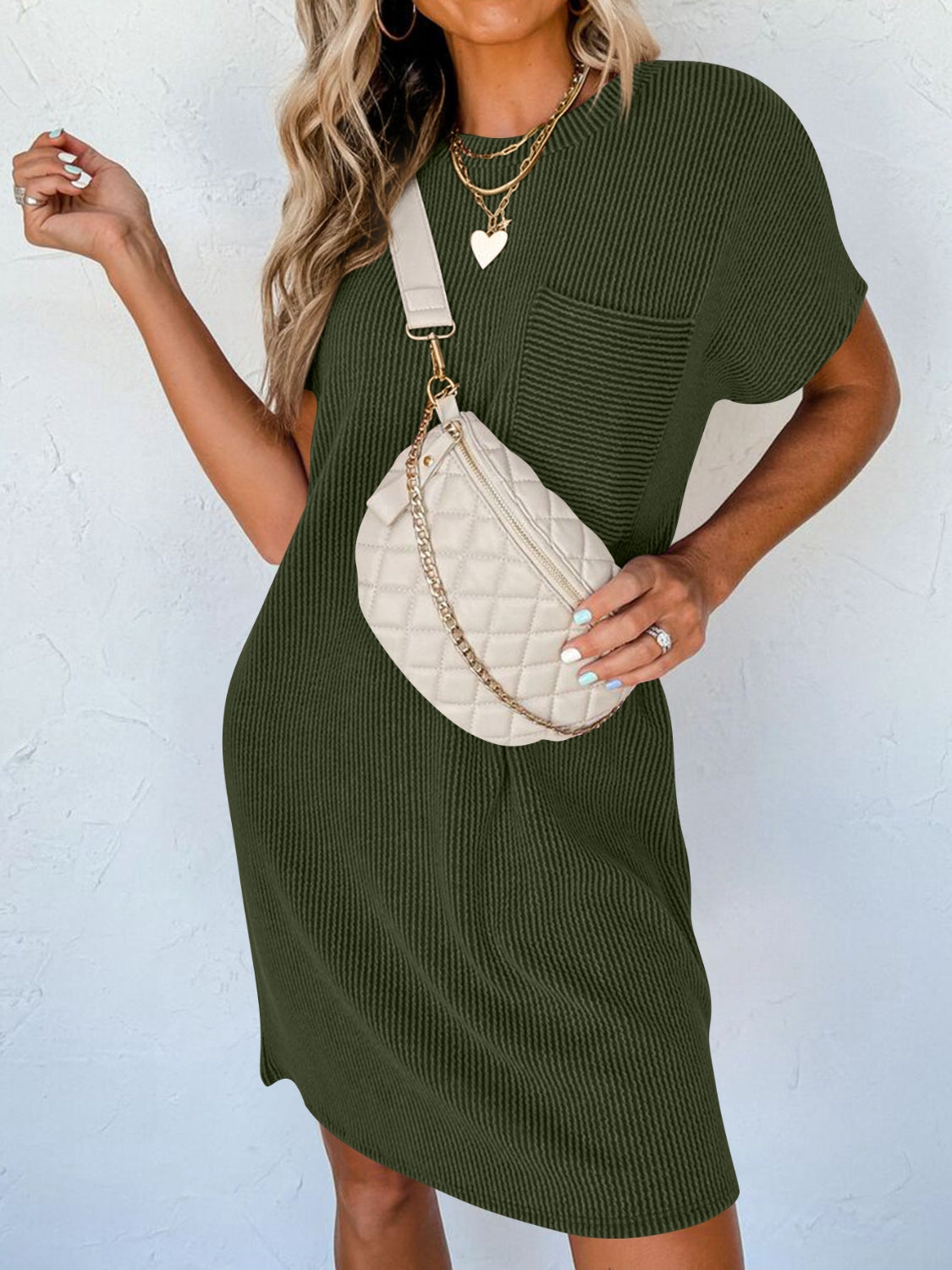 Lovelet Round Neck Short Sleeve Mini Dress.