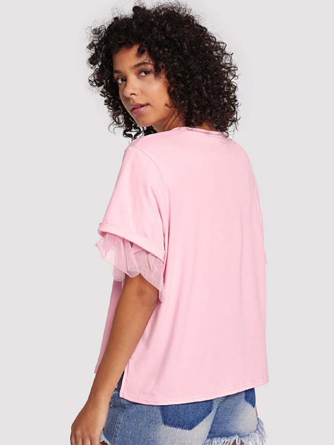Round Neck Short Sleeve Top.
