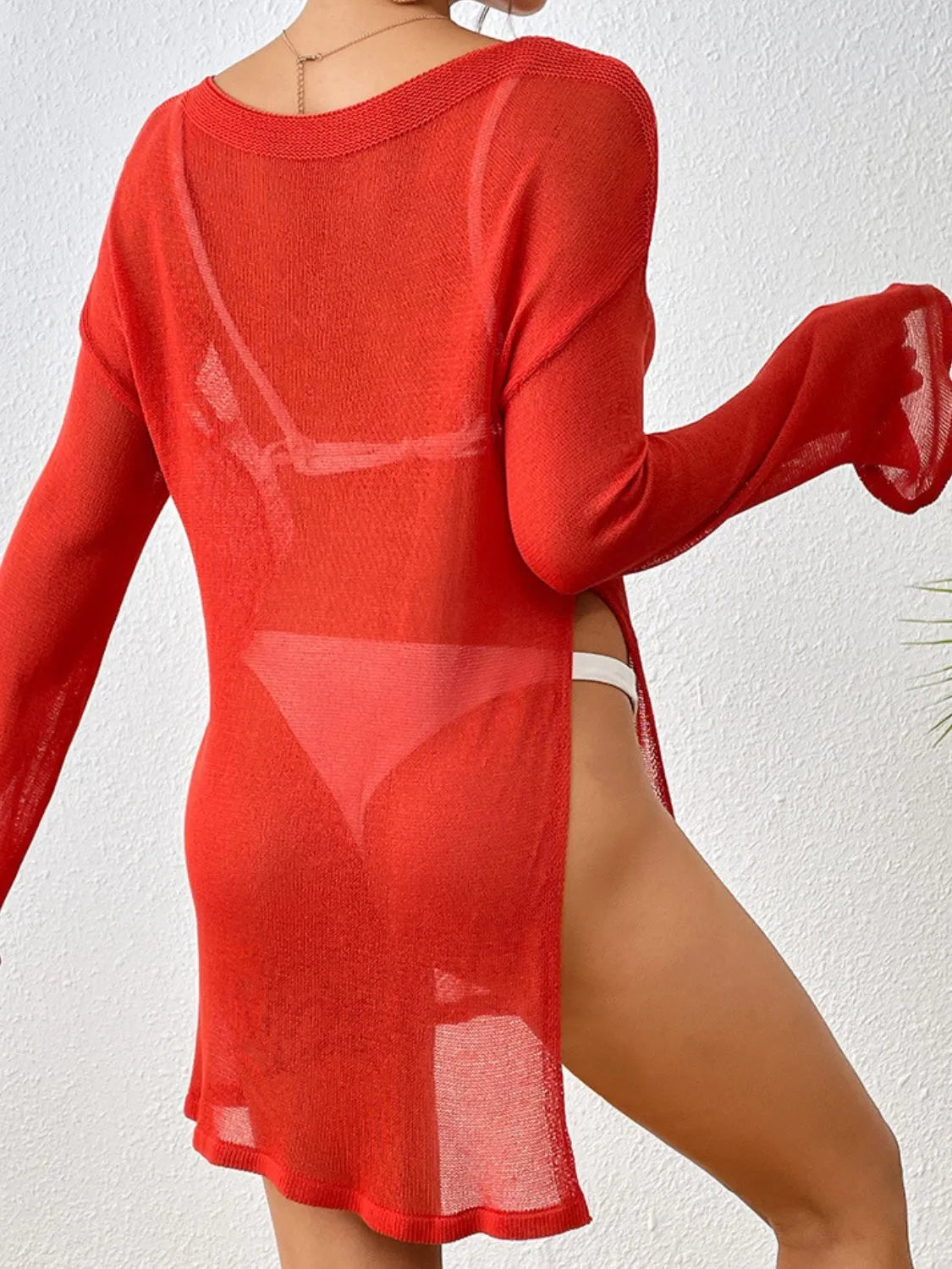 Round Neck Slit Cover-Up.