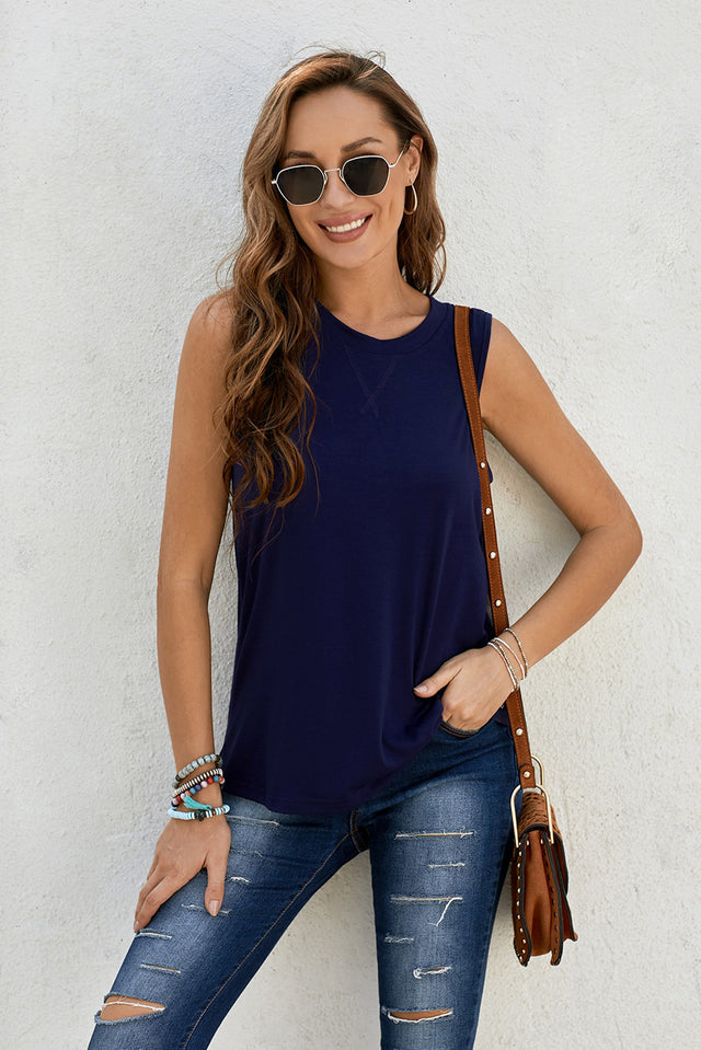 Round neck tank top.