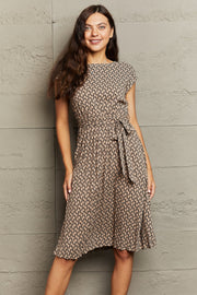 Perfee Round Neck Tie Waist Dress.