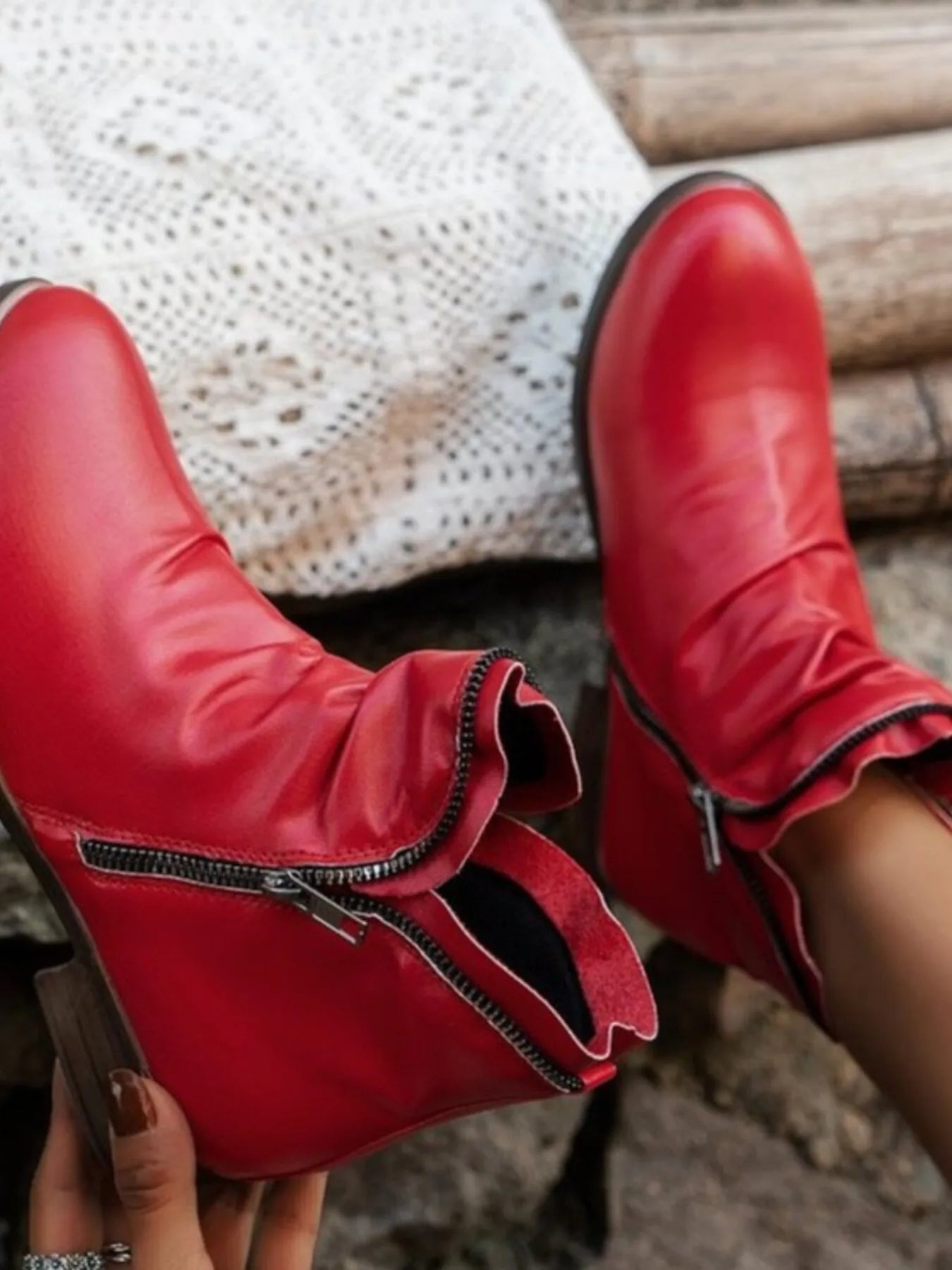 Round Toe Block Heels Boots