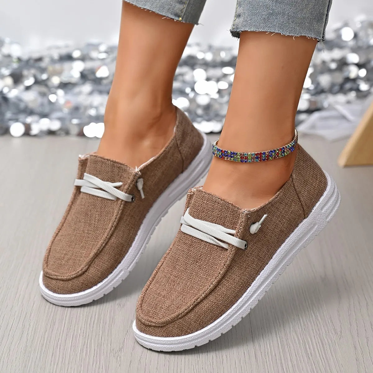 Round Toe Canvas Slip-Ons