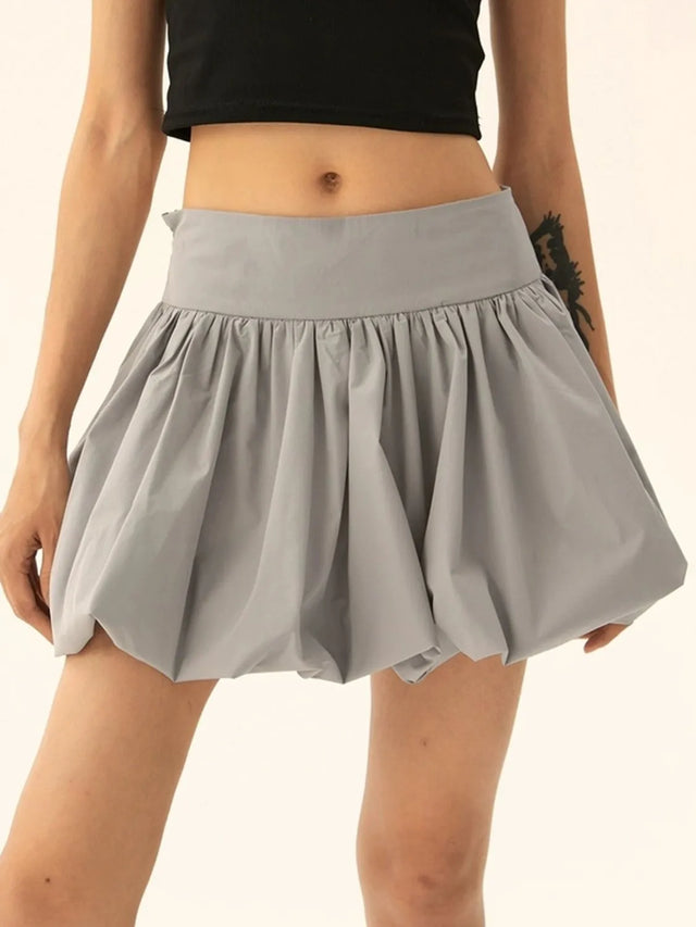 Ruched Bubble Hem Mini Skirt.