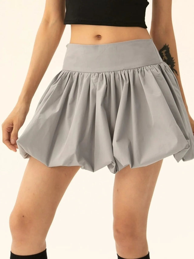 Ruched Bubble Hem Mini Skirt.