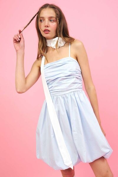Mittoshop Ruched Detail Bubble Hem Mini Dress.