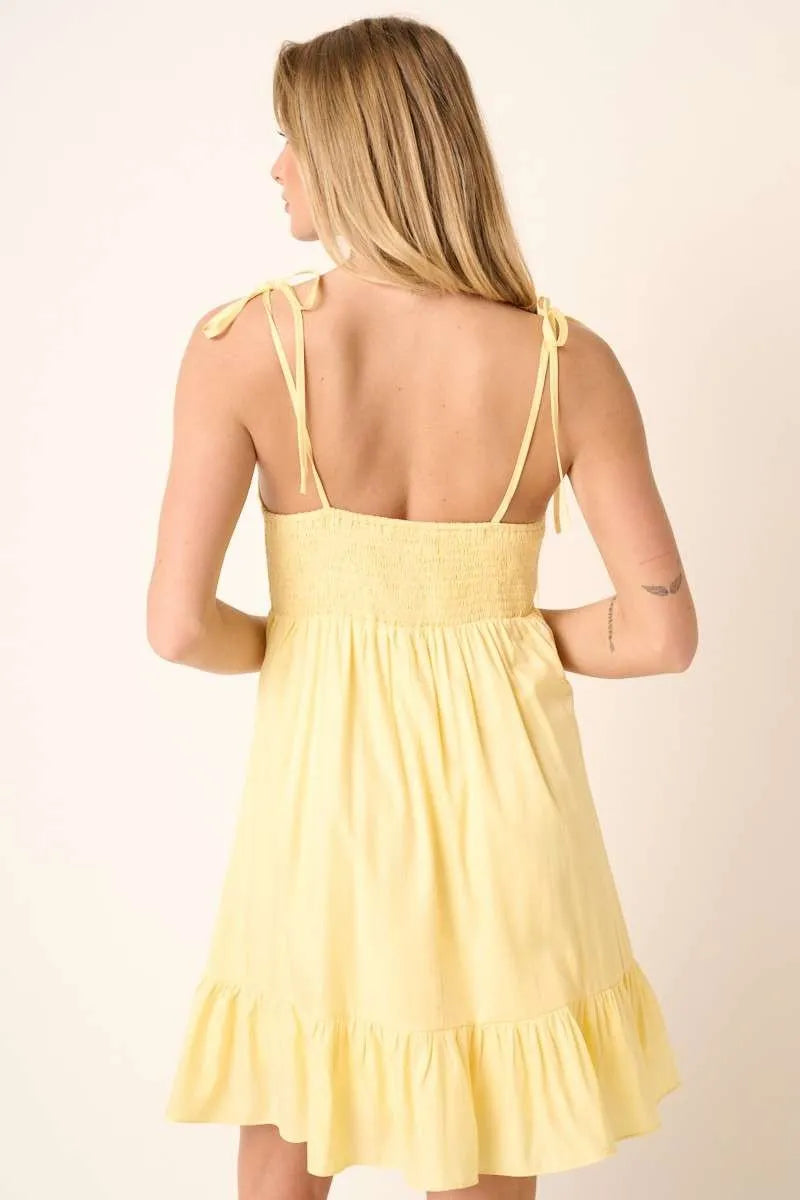 Mittoshop Ruched Detail Spaghetti Tie Mini Dress.