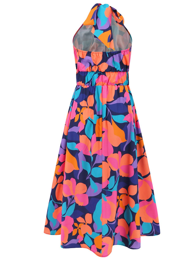 Ruched Printed Halter Neck Dress.