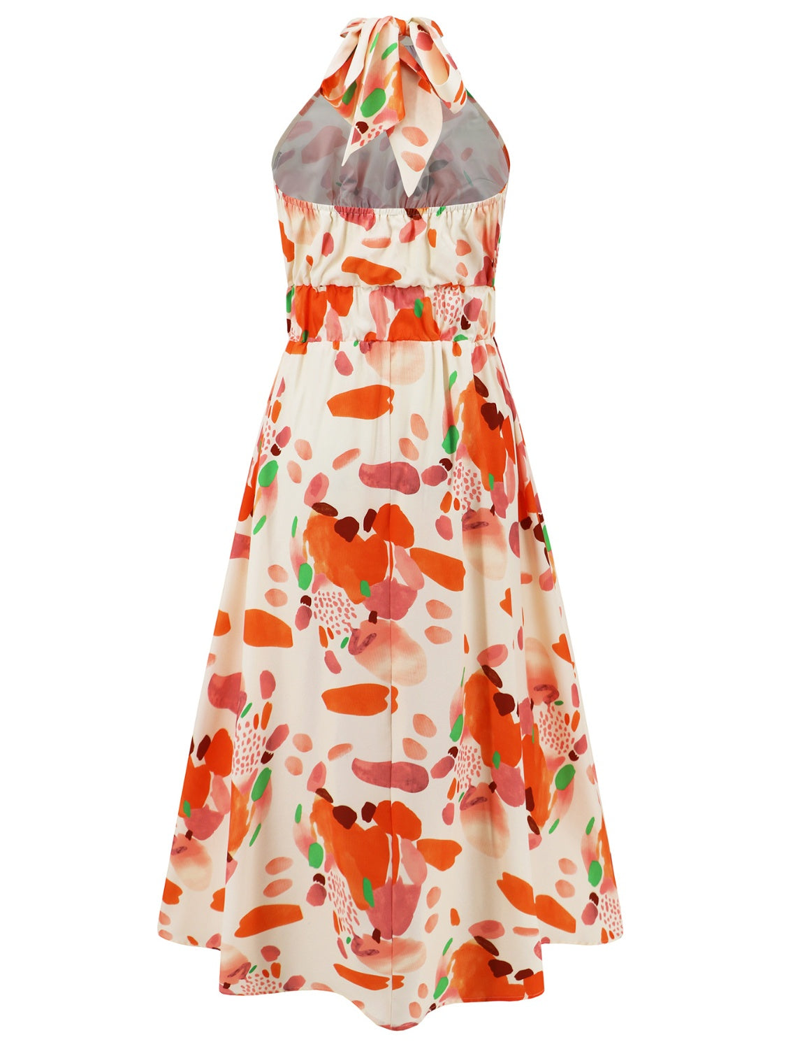 Ruched Printed Halter Neck Dress.
