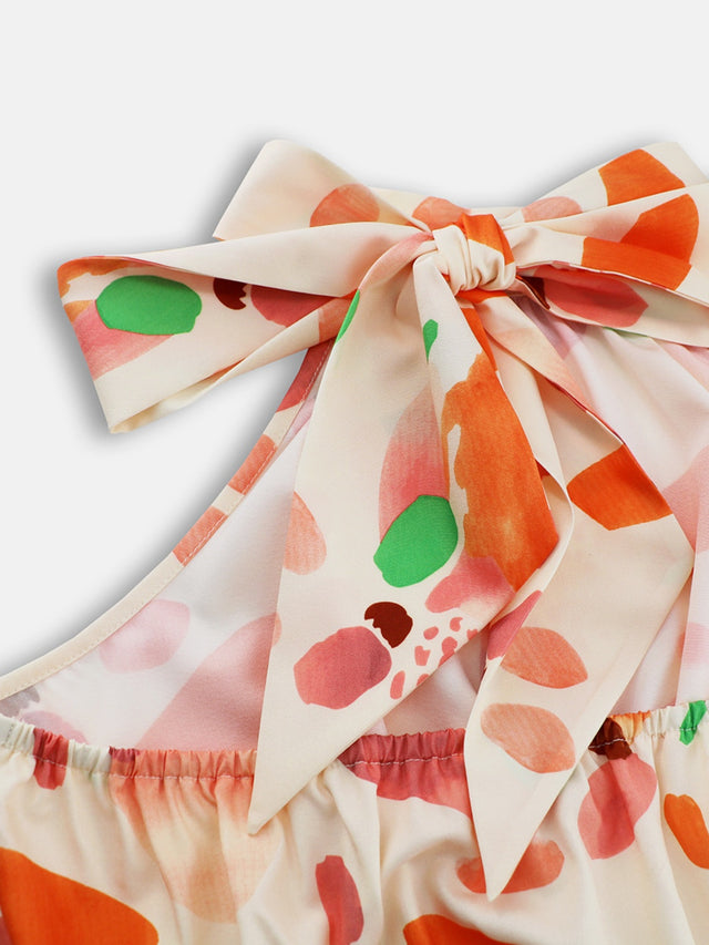 Ruched Printed Halter Neck Dress.