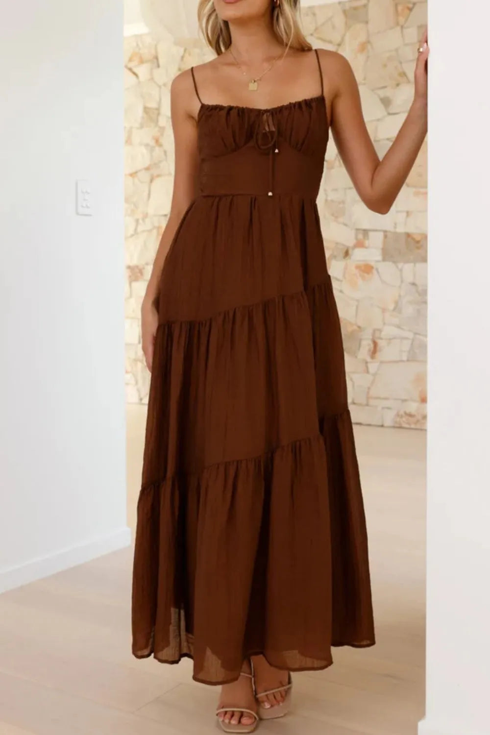 Ruched Smocked Back Cami Dress.