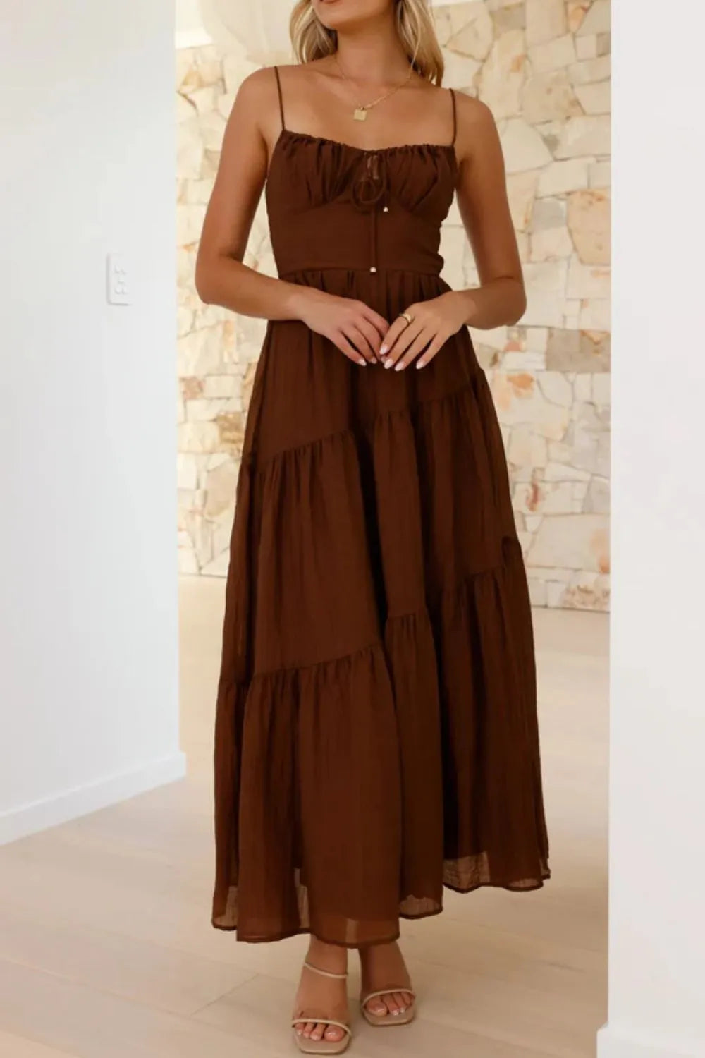 Ruched Smocked Back Cami Dress.