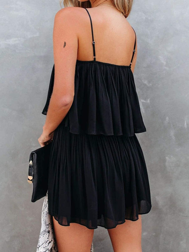 Ruched Spaghetti Strap Romper.