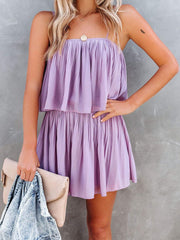 Botanical Print Surplice Neck Tie Waist Romper with Flutter Sleeves.