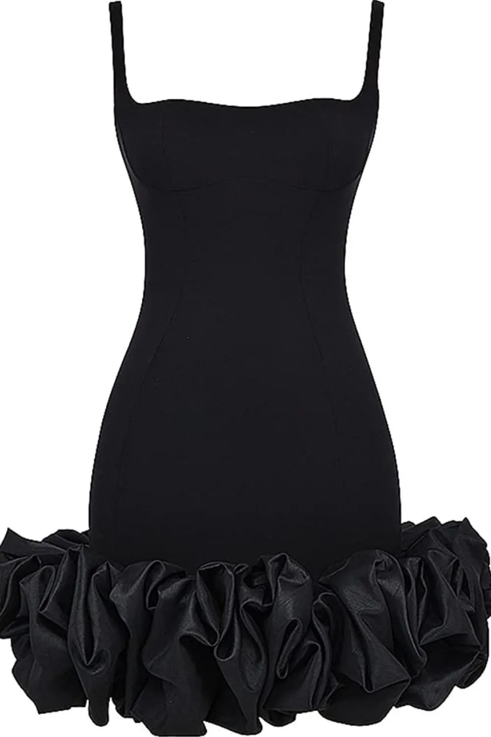 Ruched Square Neck Sleeve Mini Dress.