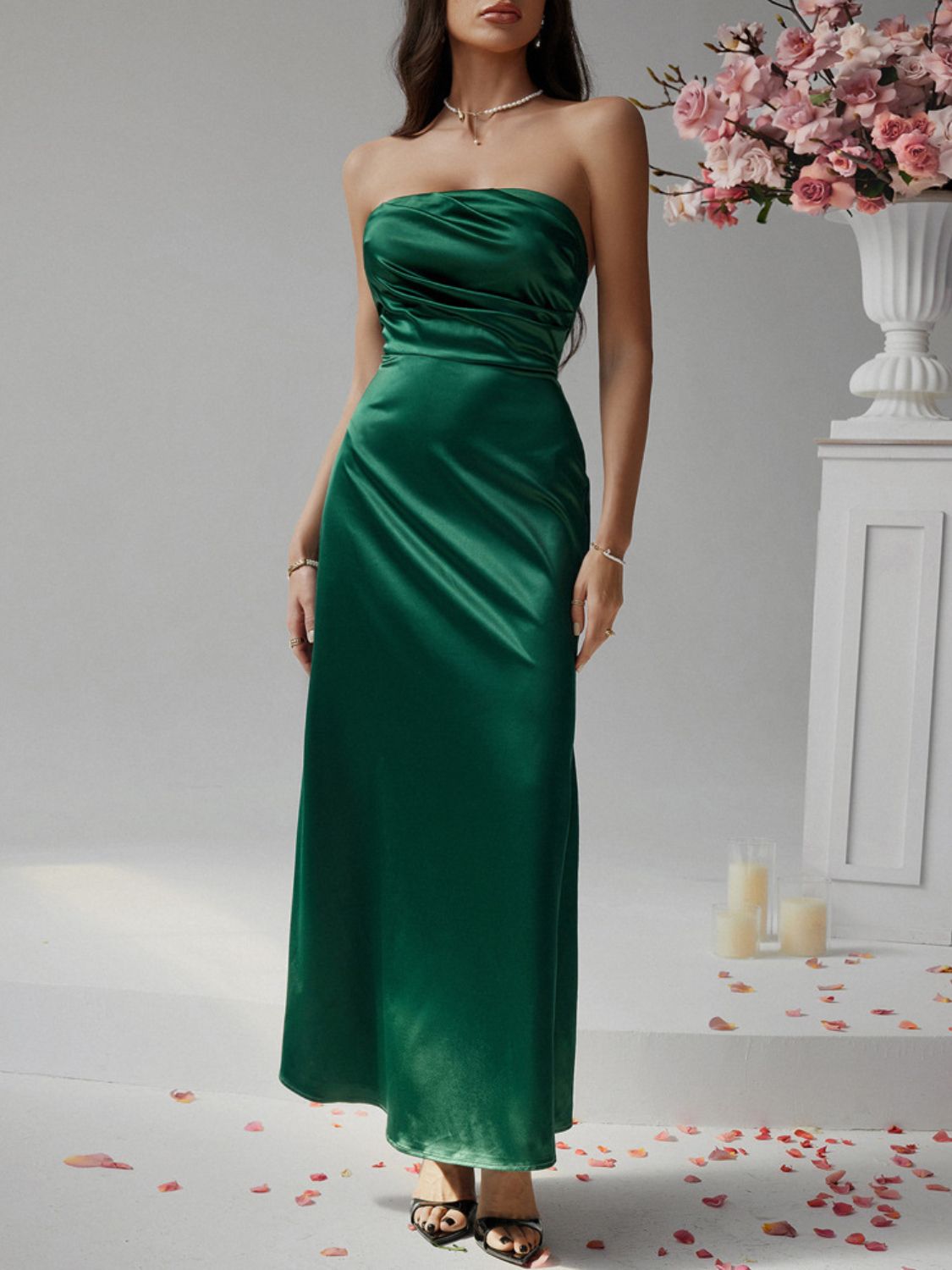 Devine Ruched Tube Maxi Dress.