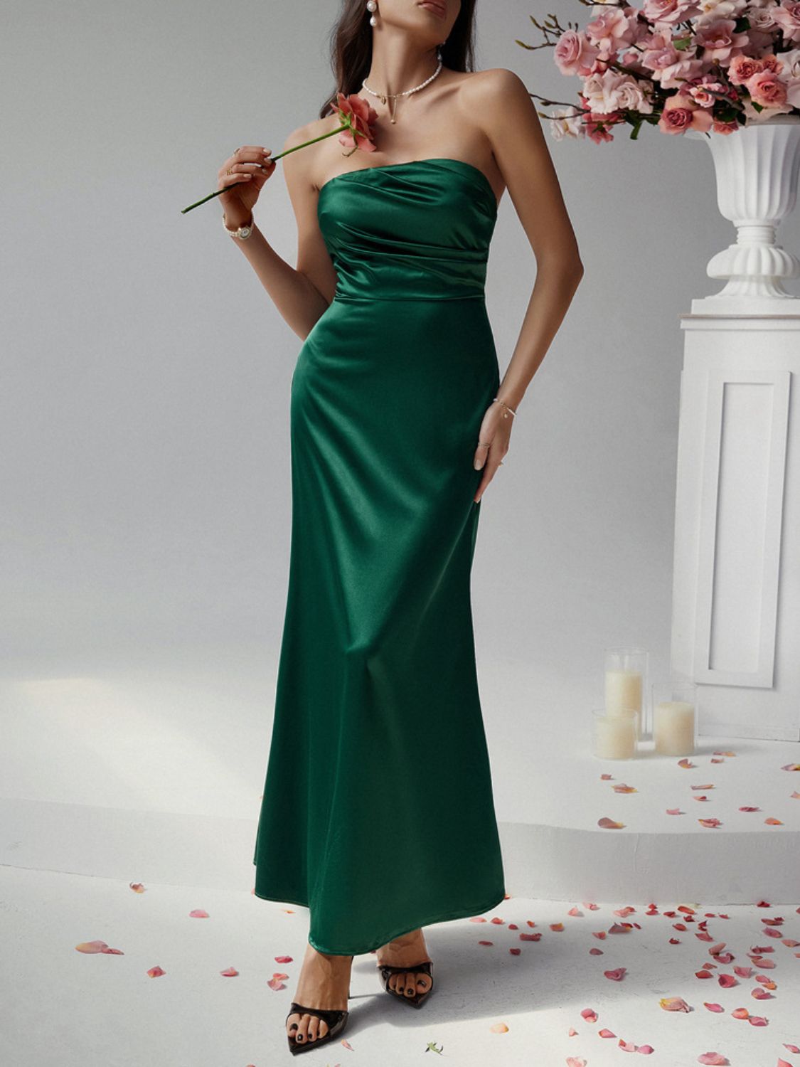 Devine Ruched Tube Maxi Dress.