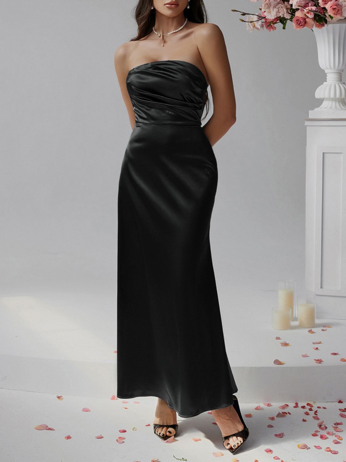 Devine Ruched Tube Maxi Dress.