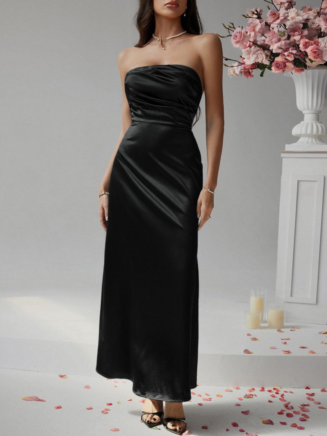 Devine Ruched Tube Maxi Dress.