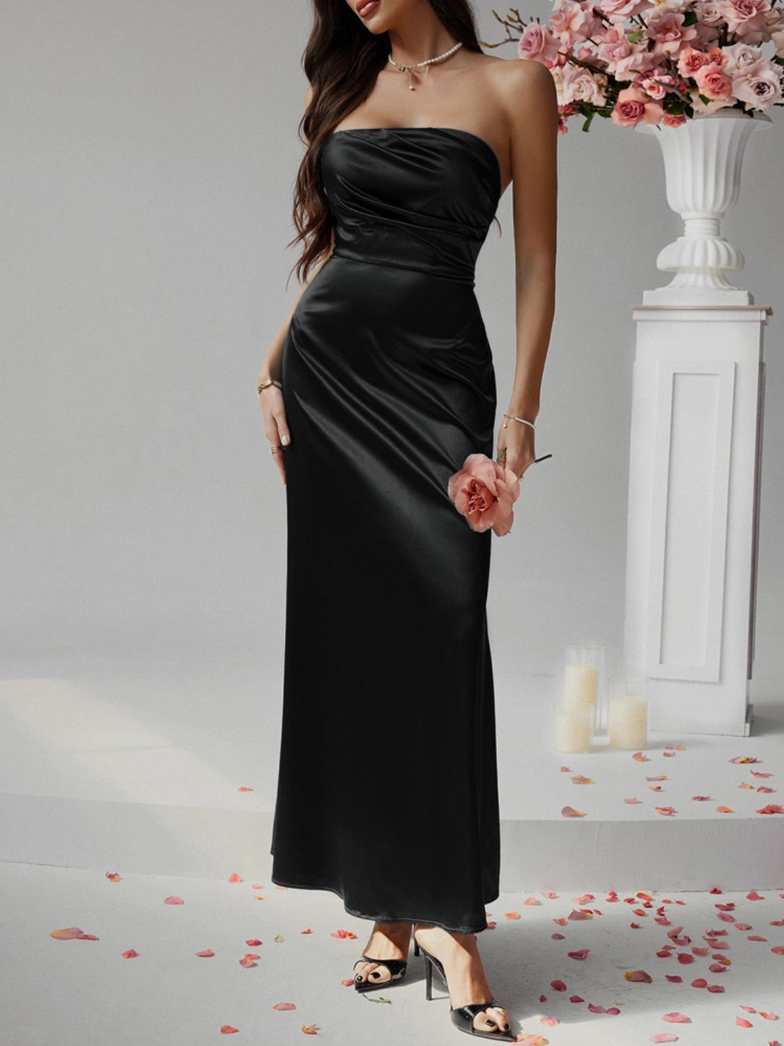Devine Ruched Tube Maxi Dress.