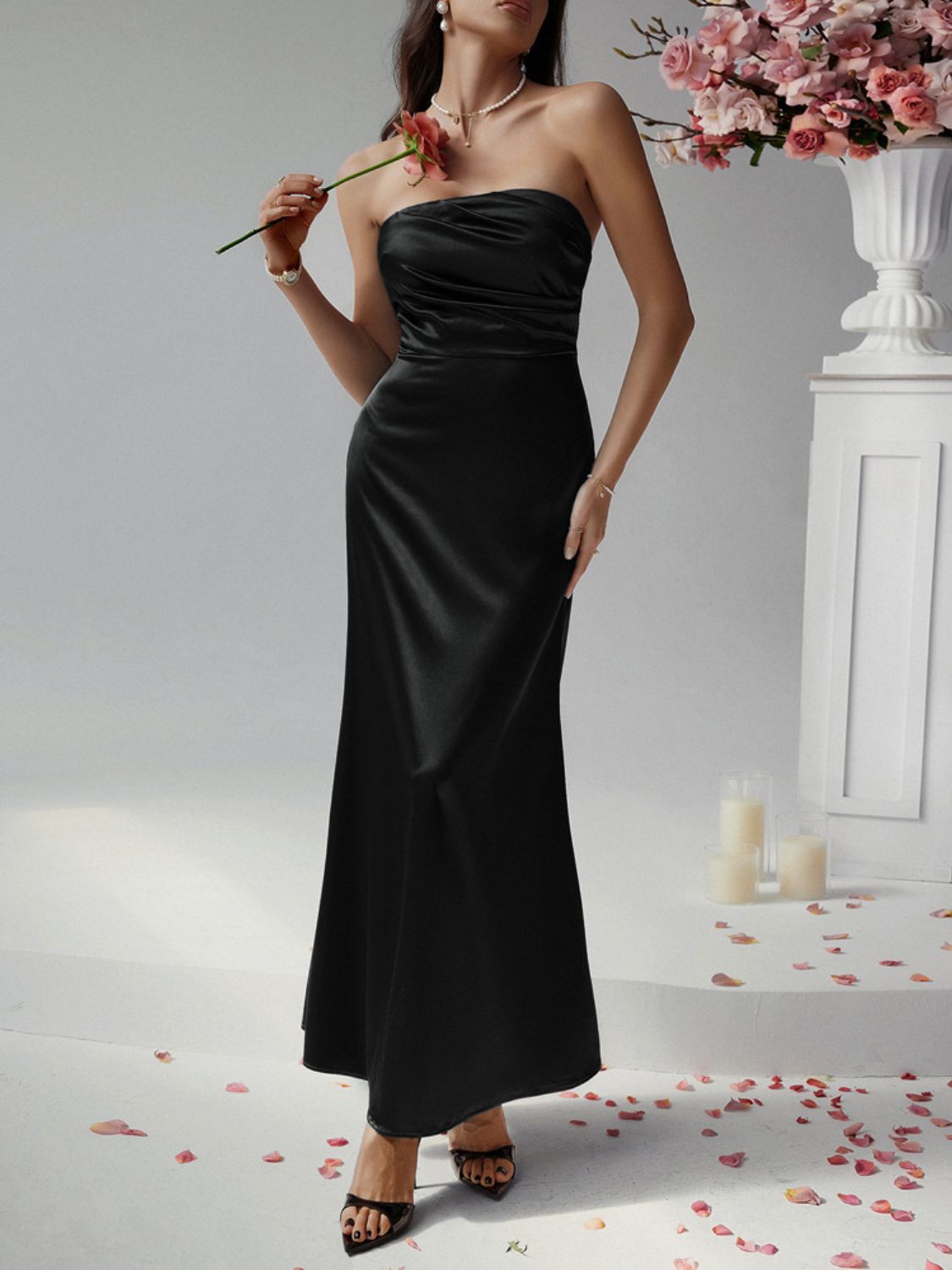 Devine Ruched Tube Maxi Dress.