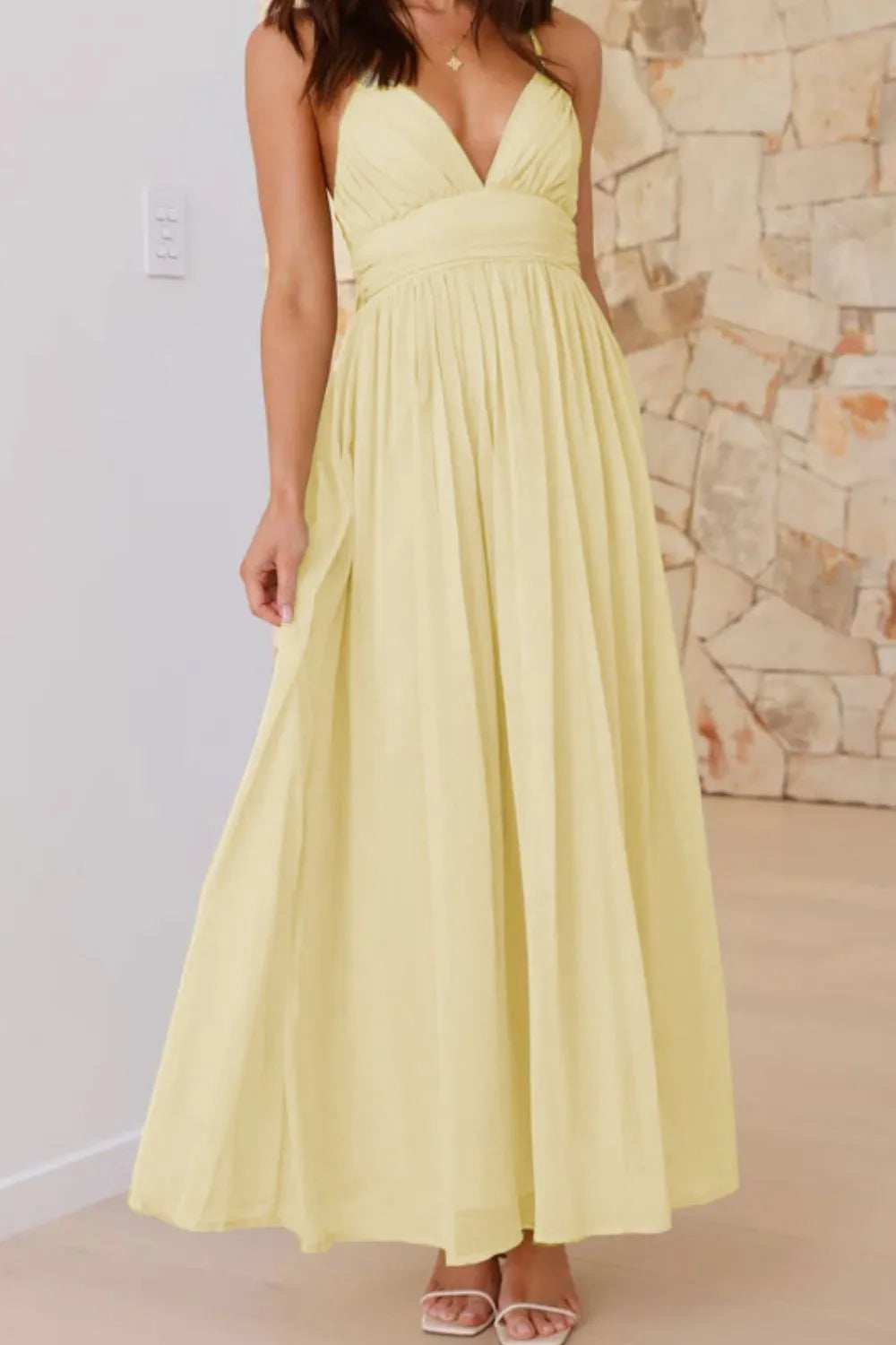 Ruched V-Neck Cami Dress.