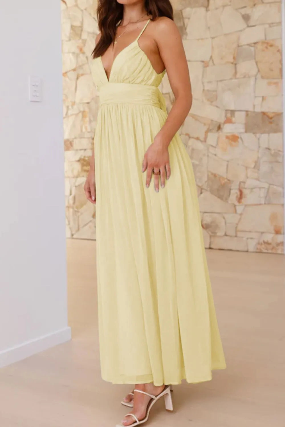Ruched V-Neck Cami Dress.