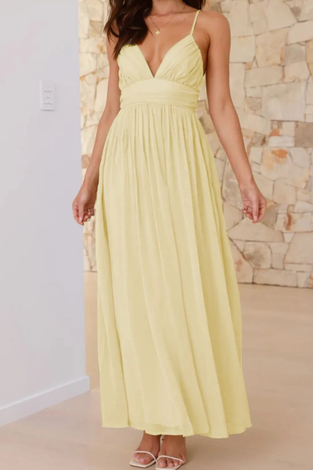 Ruched V-Neck Cami Dress.