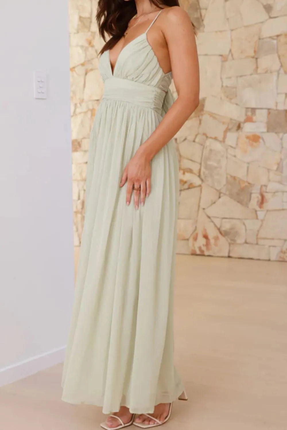 Ruched V-Neck Cami Dress.