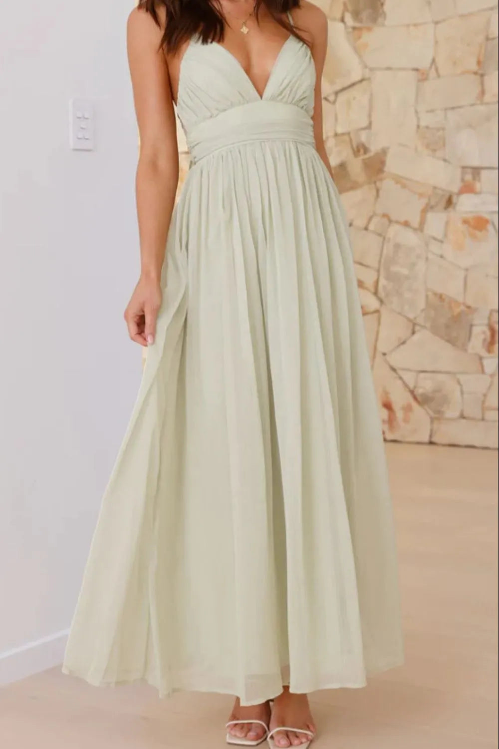 Ruched V-Neck Cami Dress.